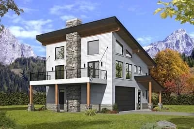 Modern Mountain Home Plan with Ship-ladder-access Loft Space - 1571 Sq Ft