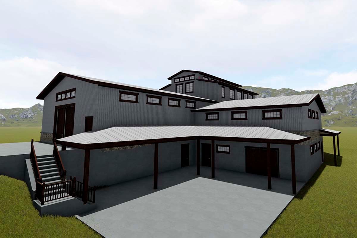 Plan 61204UT: Garage with Three Workshops, Office Space and a Working Kitchen - Image #7 - Barndominium