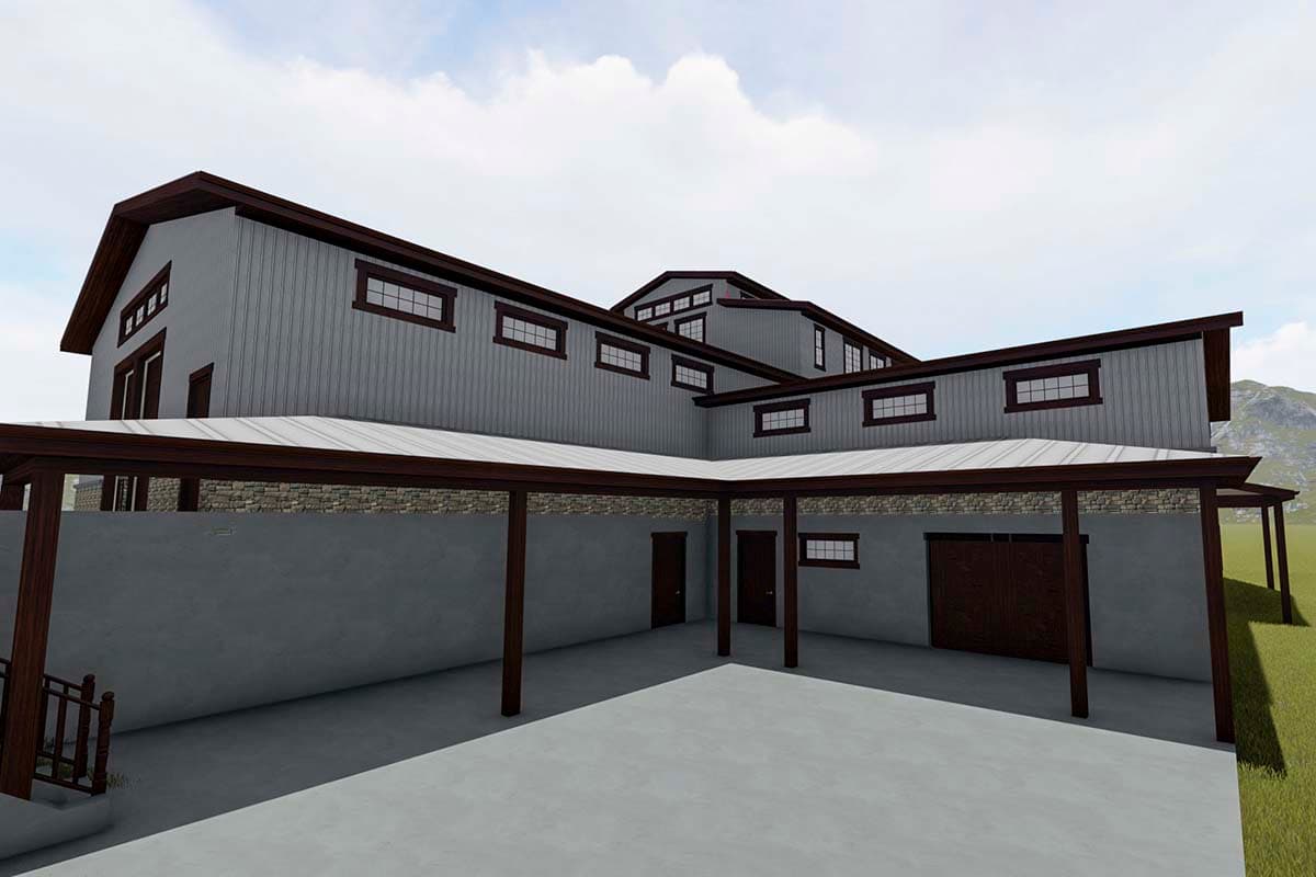 Plan 61204UT: Garage with Three Workshops, Office Space and a Working Kitchen - Image #8 - Barndominium