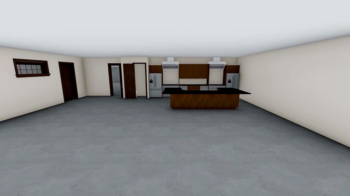 Plan 61204UT: Garage with Three Workshops, Office Space and a Working Kitchen - Image #14 - Barndominium