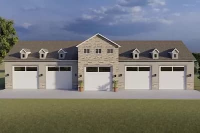 5-Car Garage with 3-Bed Apartment in a Split Bedroom Layout Above