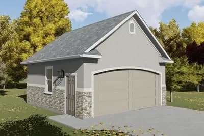 Detached Garage for 2 Cars with a Single Garage Door