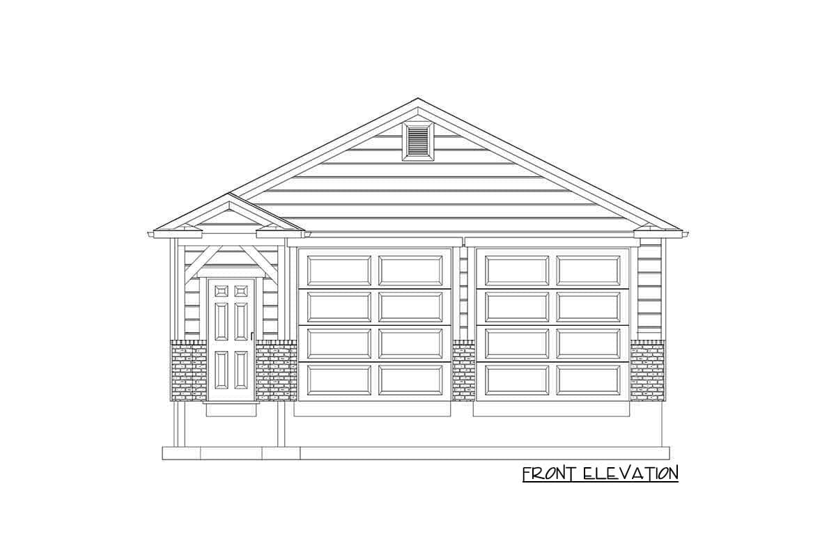 Plan 61215UT: 3-Car Detached Garage with 2 Front Bays and 1 Side Bay - Image #8