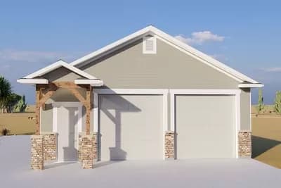 3-Car Detached Garage with 2 Front Bays and 1 Side Bay