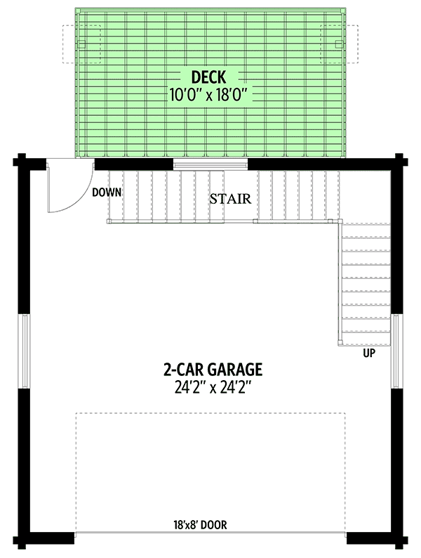 Plan 61218UT: Bi-level Detached Garage with Bonus Room Upstairs - Floor Plan - Main Level - Rustic