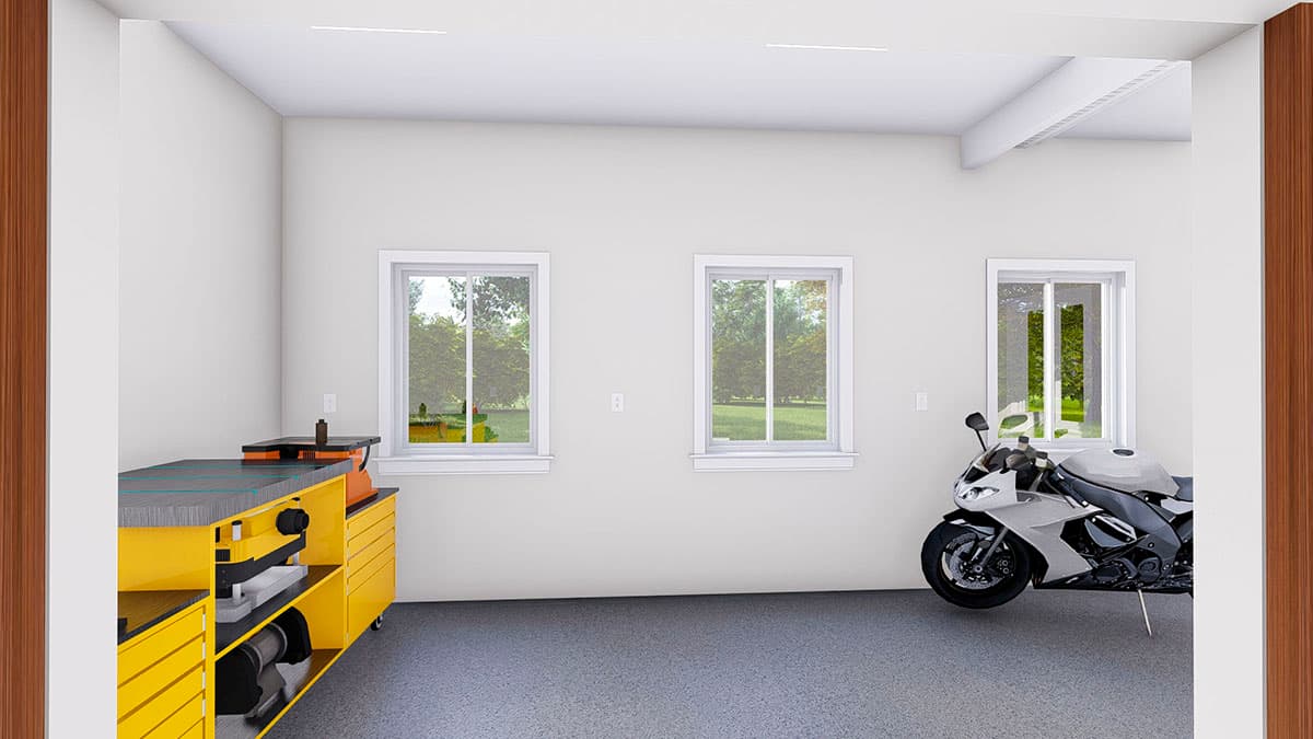 Plan 61232UT: Barn-like Detached Garage with Side Porch with Storage Access - Image #6 - Country, Farmhouse, Traditional