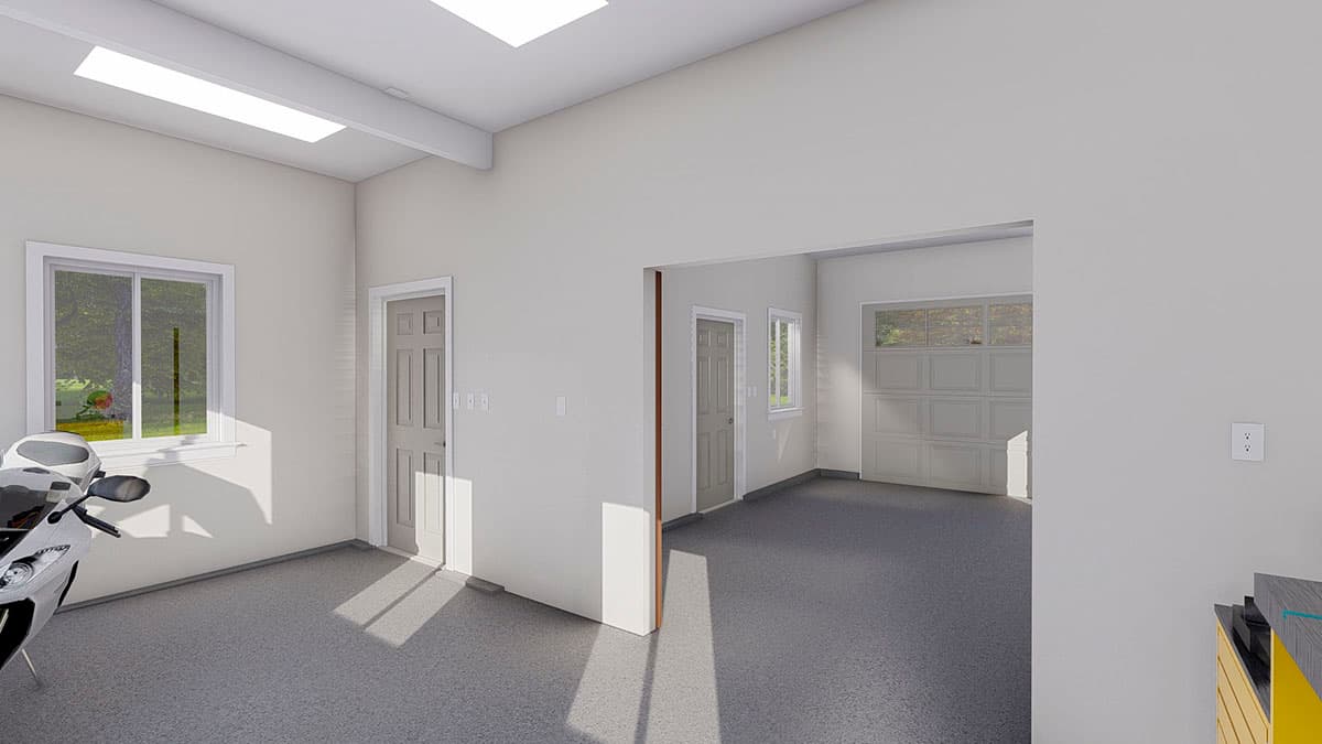 Plan 61232UT: Barn-like Detached Garage with Side Porch with Storage Access - Image #7 - Country, Farmhouse, Traditional