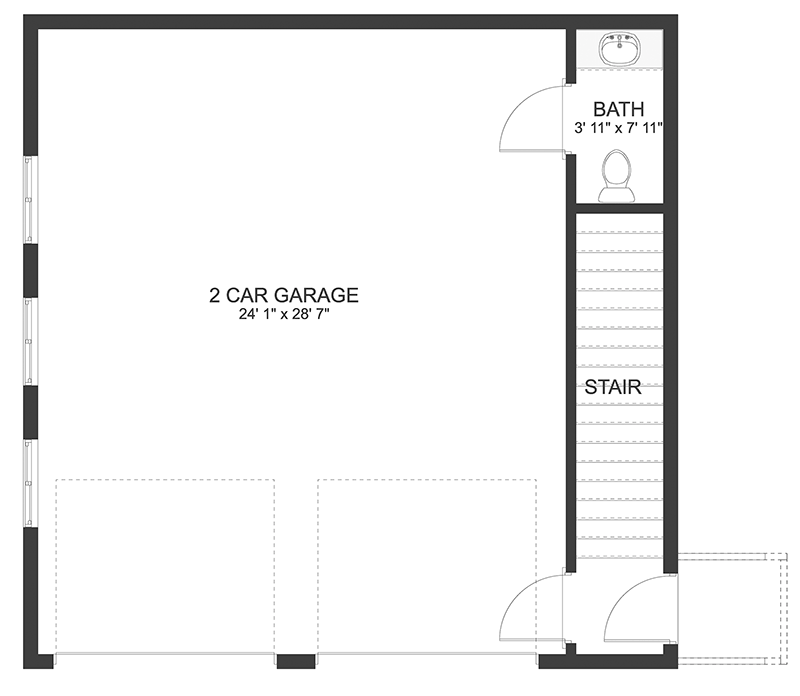 Plan 61243UT: 2 Bed Garage Apartment with a Half Bath in the Garage Level - Floor Plan - Main Level - Carriage, Country, Craftsman, Traditional