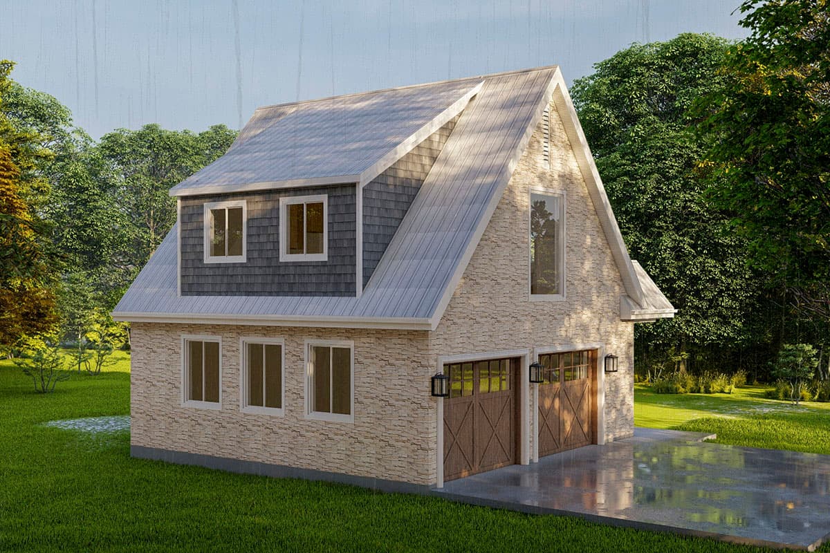 Plan 61243UT: 2 Bed Garage Apartment with a Half Bath in the Garage Level - Image #5 - Carriage, Country, Craftsman, Traditional