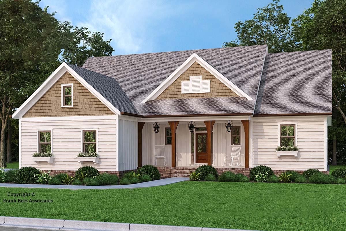 Plan 710385BTZ: 3-Bed New American House Plan with Fourth Bedroom Expansion Upstairs - 2030 Sq Ft - Image #5 - Cottage, Country, Craftsman, Farmhouse, Modern Farmhouse, New American, Ranch, Traditional