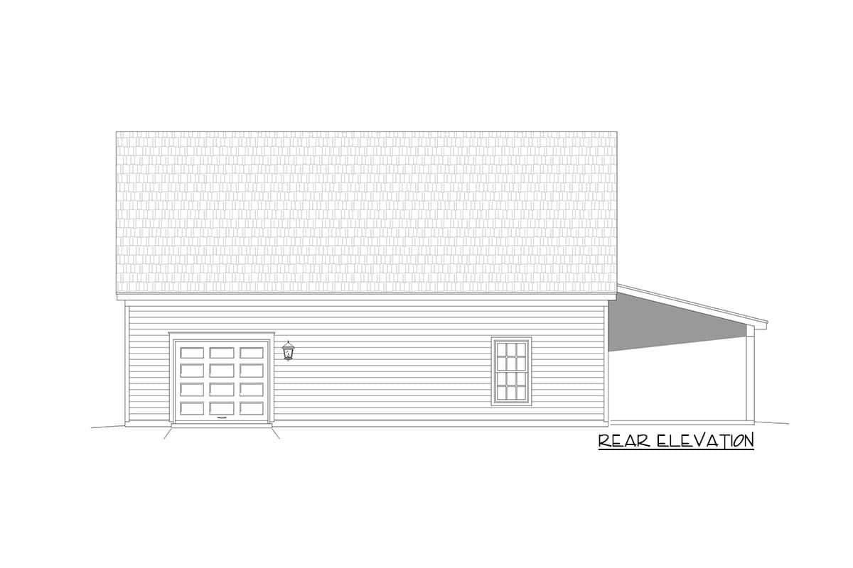 Plan 68761VR: 3-Car Detached Garage with a Drive-through Bay and a Carport - Image #4 - Country, Farmhouse, Traditional