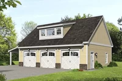 3-Car Detached Garage with a Drive-through Bay and a Carport