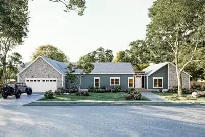 Contemporary Ranch Plan with Two Master Suites