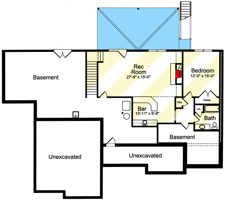 Plan 39302ST: Country Craftsman Ranch Home Plan with Walkout Basement - Floor Plan - Optional Lower Level - Craftsman, Ranch, Traditional