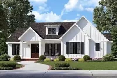 Split Bedroom Modern Farmhouse Plan with Side-Loading Carport - 1676 Sq Ft
