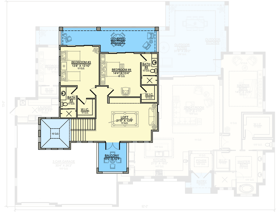 Plan 65667BS: Luxury European Home Plan with Spacious Outdoor Living Area - Floor Plan - 2nd Floor - Coastal, European, Florida-Style, Mediterranean, Southern