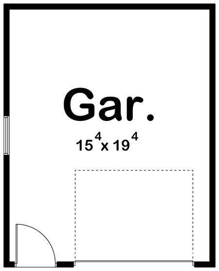 Plan 62375DJ: Simple 1-Car Detached Garage with Workshop Potential - Floor Plan - Main Level