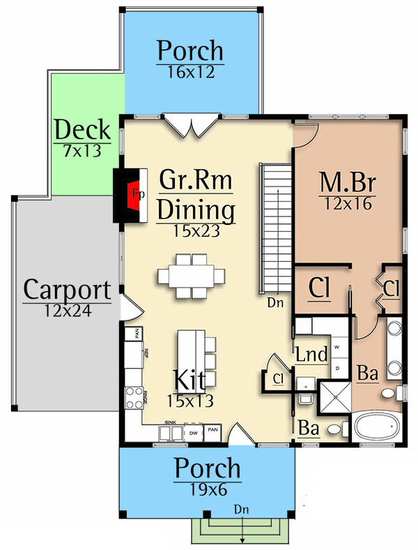 Plan 18886CK: Rustic Getaway with Home Office in the Walkout Lower Level - Floor Plan - Main Level - Country, Mountain, Rustic, Vacation