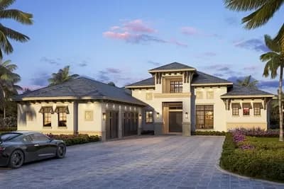 4-Bed Florida House Plan with Split Bedrooms and Large Outdoor Living Area