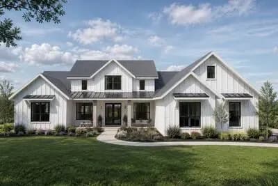 Open-Concept Modern Farmhouse Plan with Split Bedrooms