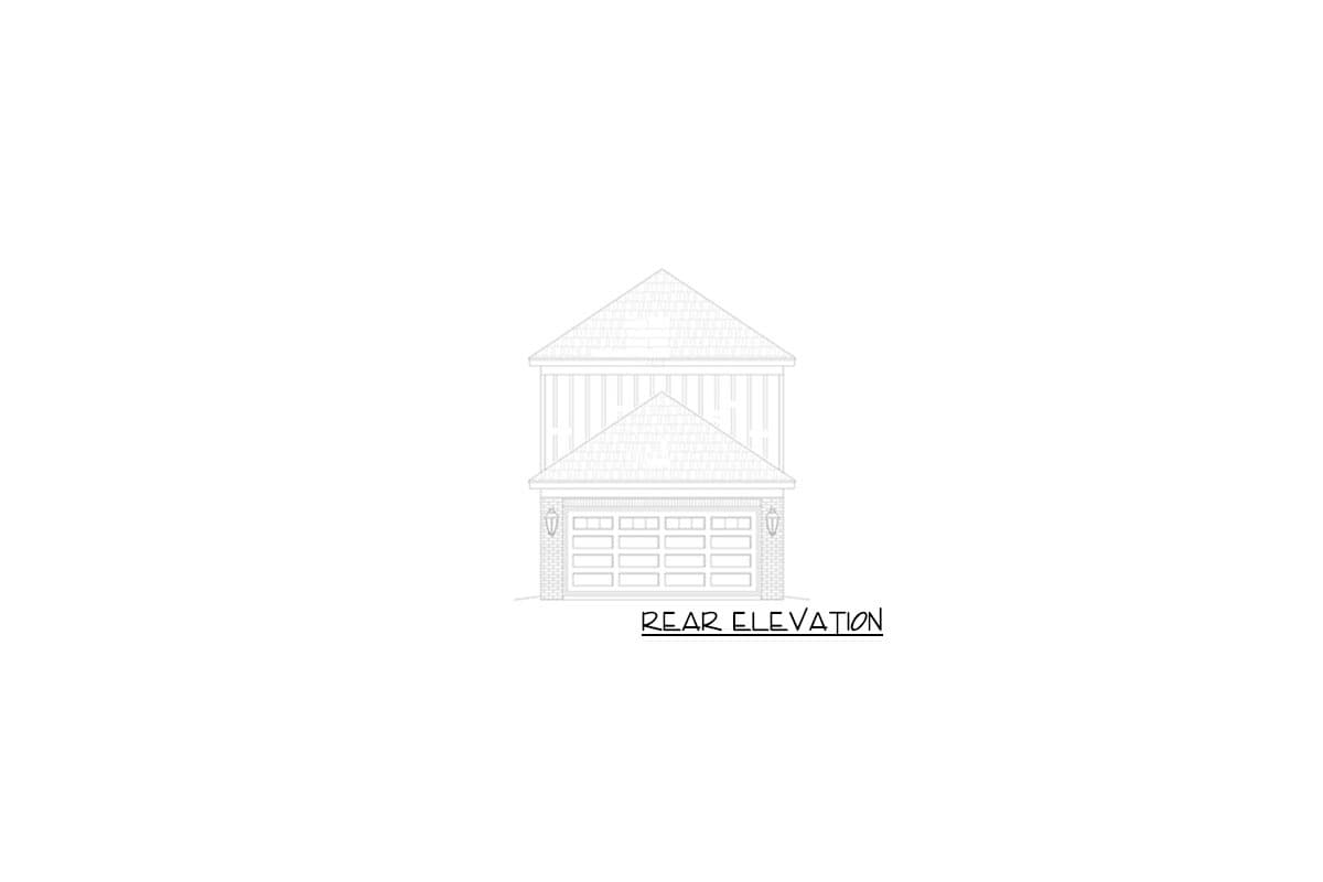 Plan 68764VR: Narrow Traditional House Plan with Rear Double Garage - 1888 Sq Ft - Image #4 - Traditional