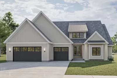 New American House Plan with Open Floor Plan and Large Covered Patio in Back
