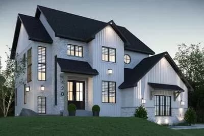 2-Story Transitional House Plan with Private Home Office and Laundry Chute