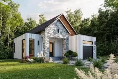 Contemporary House Plan with Upstairs Bedrooms and Single Garage