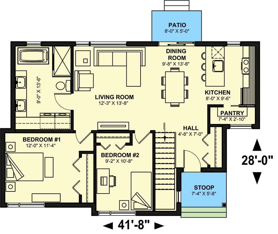 Plan 22601DR: Contemporary Country House Plan with Open Concept Living Space - Floor Plan - Main Level - Contemporary, Northwest, Ranch, Vacation