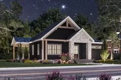 Modern Country Cottage Plan with Lower Level Media Room and Laundry Chute