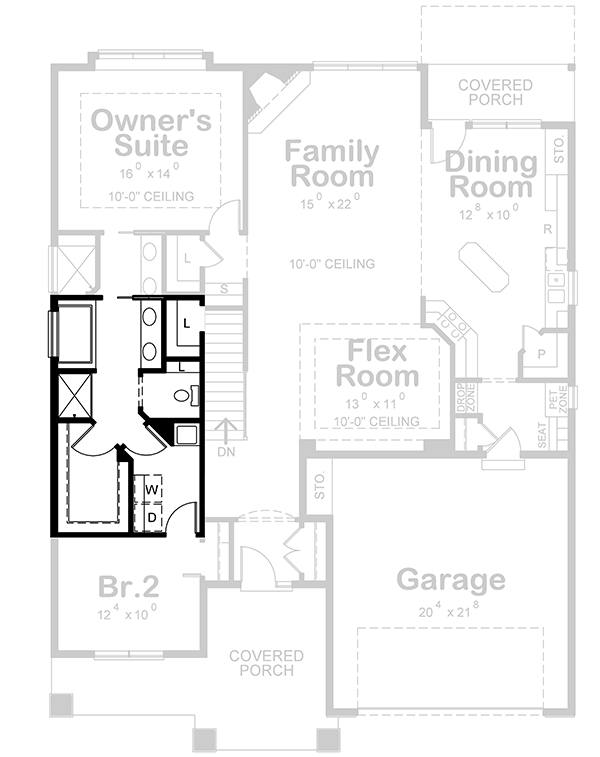 Plan 42673DB: Classic 2-Bed Craftsman Plan with Flex Room and Grilling Porch - Floor Plan - Optional Master Bath Layout - Craftsman, Northwest