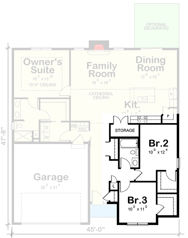 Plan 42675DB: One-Level 3-Bed Modern Farmhouse Plan with Split Bedrooms - 1642 Sq Ft - Floor Plan - Main Floor - Slab/Crawl Option - Country, Modern Farmhouse, New American, Traditional
