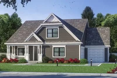 2-Bed Country Craftsman Plan with Open Concept Living Space