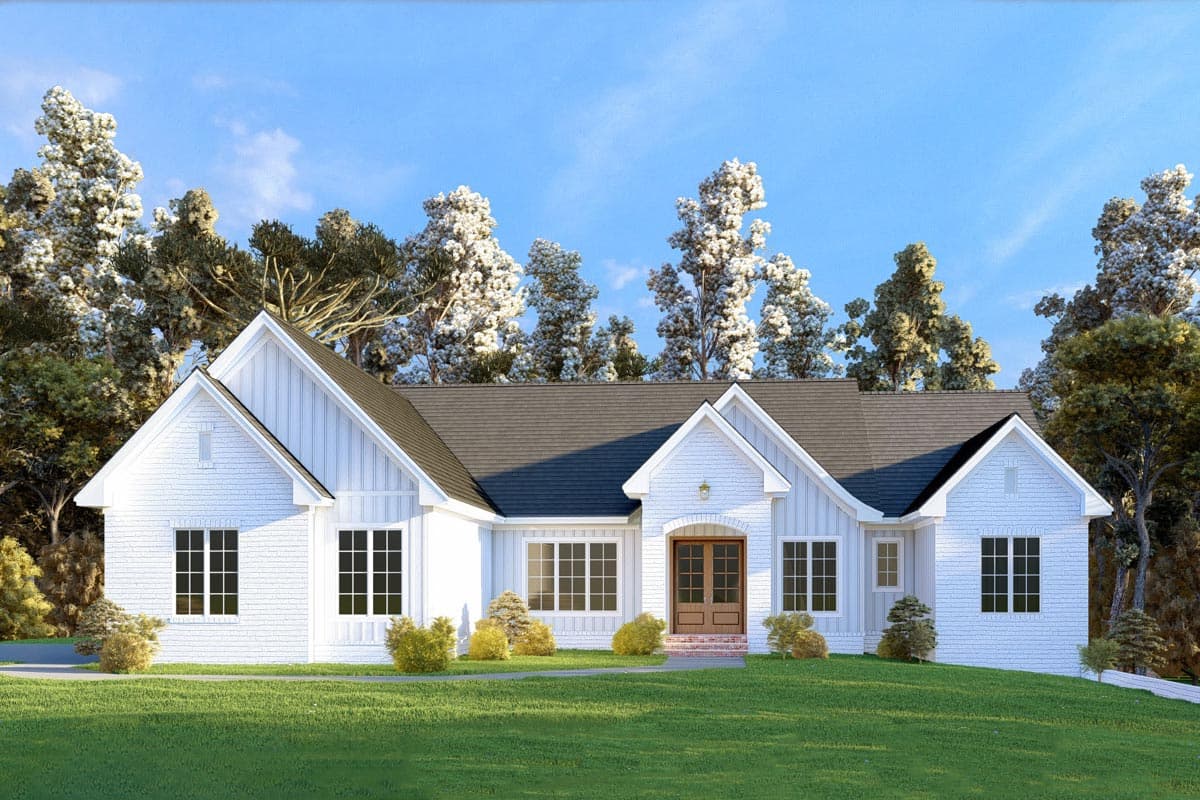 Plan 24418TW: Southern Ranch with Screened Porch and Walk-out Basement - 3468 Sq Ft - Image #4 - Country, Craftsman, European, French Country, Ranch, Southern, Traditional