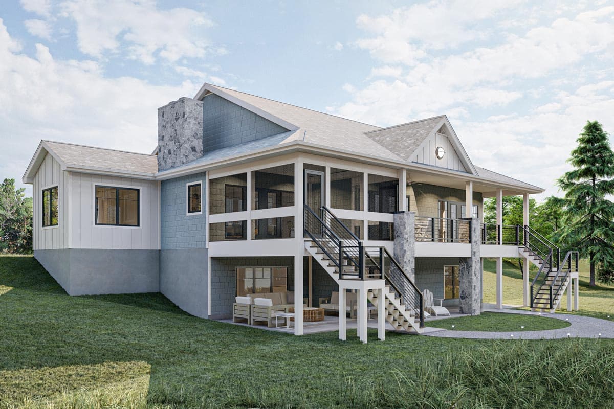 Plan 62380DJ: Waterfront Country Craftsman House Plan with Walk-out Basement - 1954 Sq Ft - Image #7 - Coastal, Country, Craftsman, New American, Traditional, Vacation