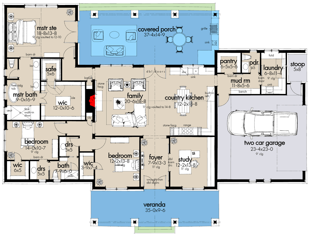 Plan 16922WG: 3-Bedroom Modern Farmhouse Plan with Metal or Wood Framing Options - 2486 Sq Ft - Floor Plan - Main Level - Barndominium, Country, Craftsman, Farmhouse, Hill Country, Modern Farmhouse, Ranch, Southern