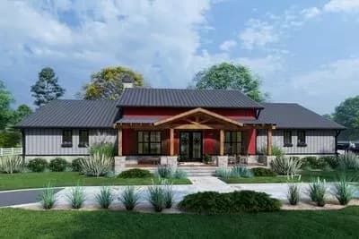 3-Bedroom Modern Farmhouse Plan with Metal or Wood Framing Options - 2486 Sq Ft