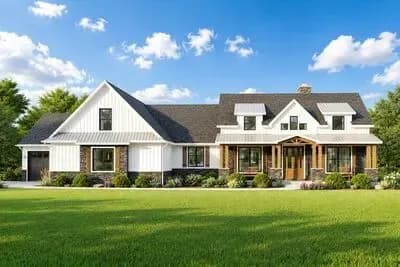 Modern Craftsman Farmhouse Plan with Upstairs Bonus Room