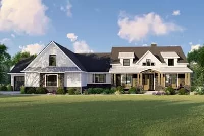 Modern Craftsman Farmhouse Plan with Upstairs Bonus Room