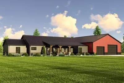 3-Bed Country Ranch Plan with Oversized 2400 Sq Ft Garage