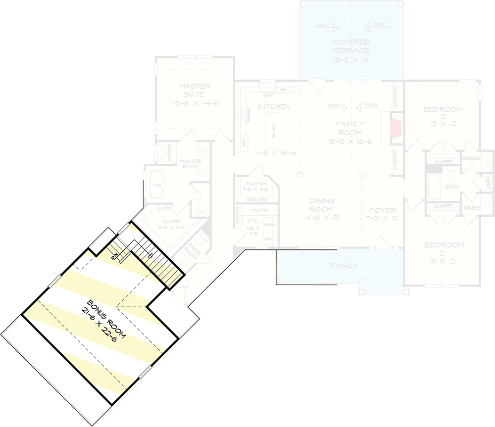 Plan 360081DK: 2,000 Square Foot Craftsman House Plan with Angled Garage - Floor Plan - Bonus Level - Country, Craftsman, Northwest, Ranch, Traditional