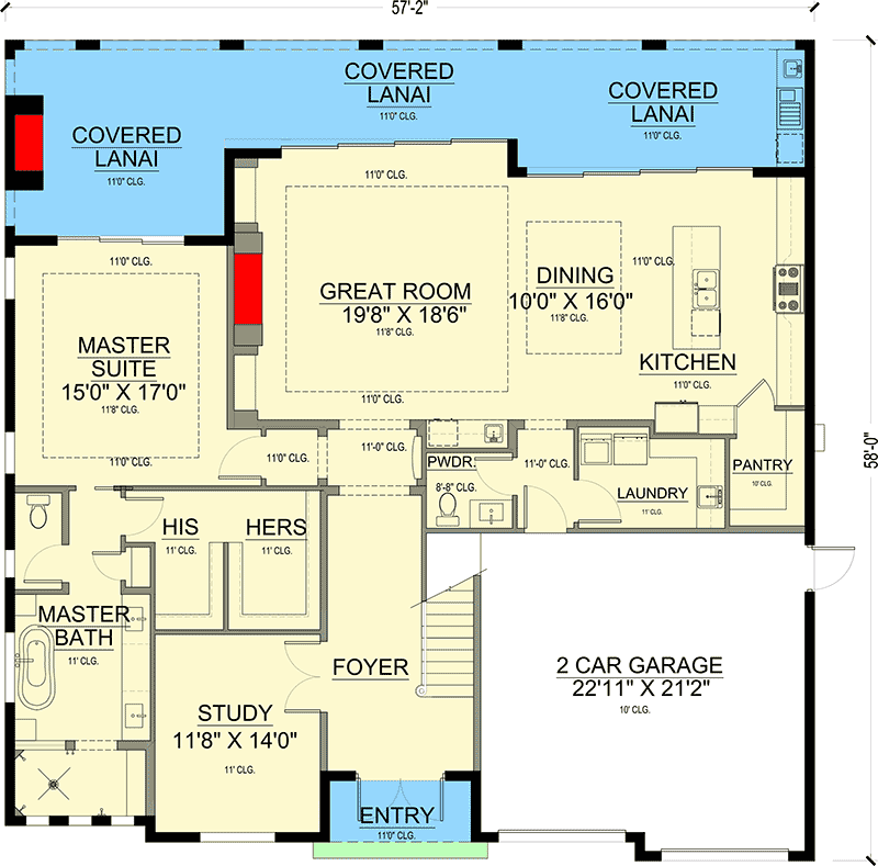 Plan 65675BS: Stucco-Clad Mediterranean Home Plan with Outdoor Fireplace and Kitchen Space - 4133 Sq Ft - Floor Plan - Main Level - Coastal, Coastal Contemporary, European, Florida-Style, Mediterranean, Transitional