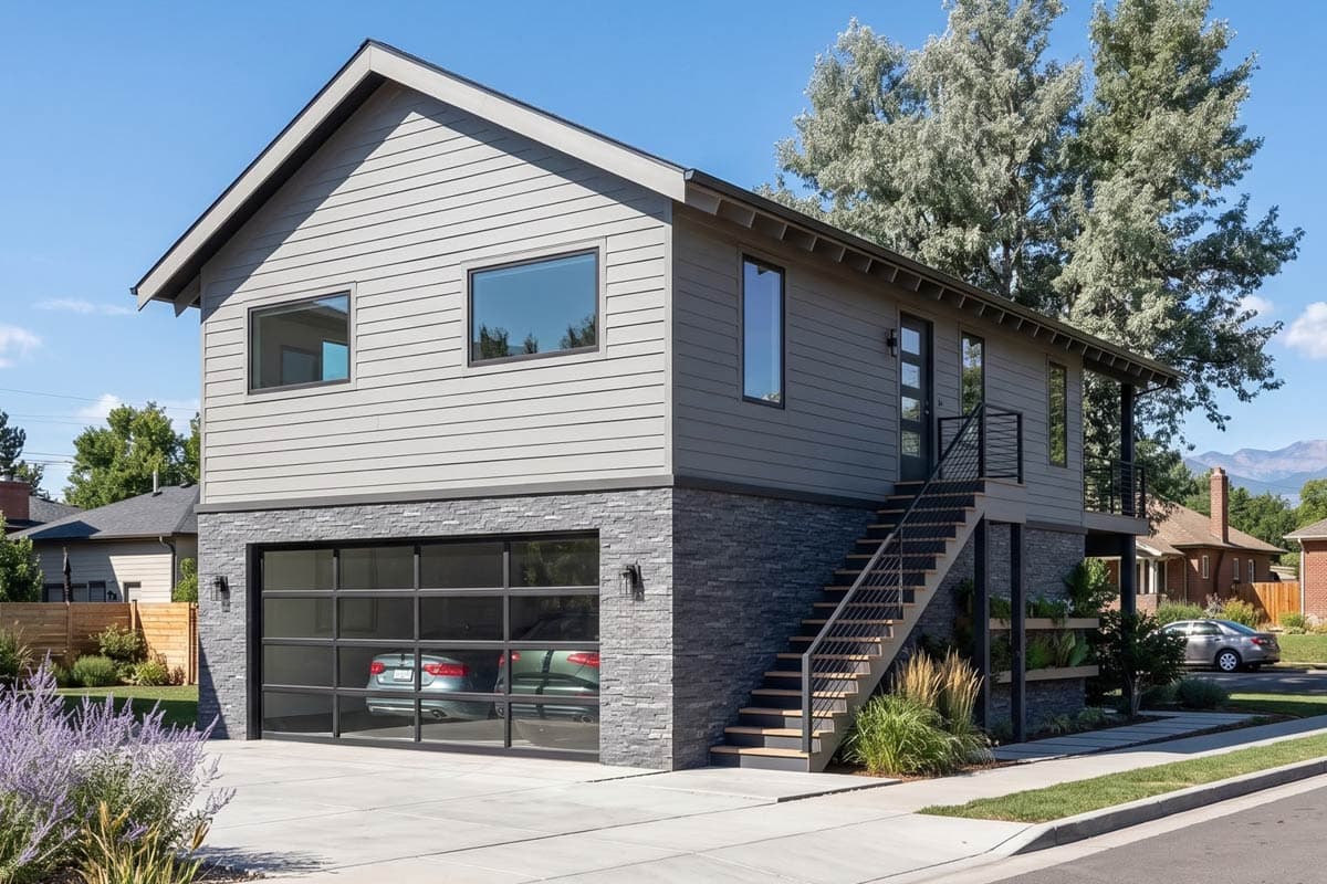 Plan image - 62382DJ:Modern Craftsman Garage Apartment with Workshop - 915 Sq Ft