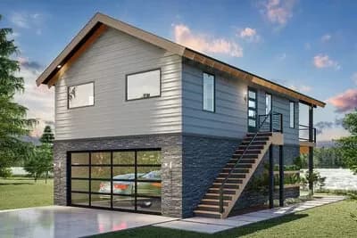 Modern Craftsman Garage Apartment with Workshop - 915 Sq Ft