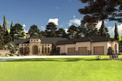 3-Bed Mediterranean House Plan with Game room and Luxurious Master Suite