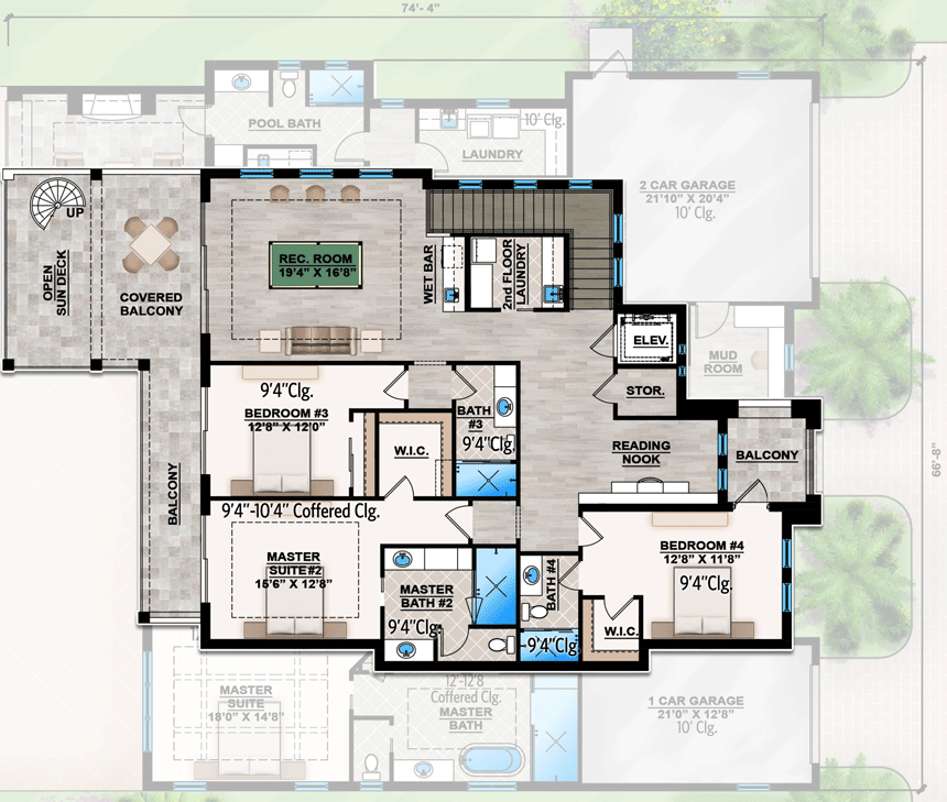 Plan 86094BW: Contemporary Coastal Home Plan with Main-floor Master Bedroom - Floor Plan - 2nd Floor - Coastal, Contemporary, European, Florida-Style, Transitional