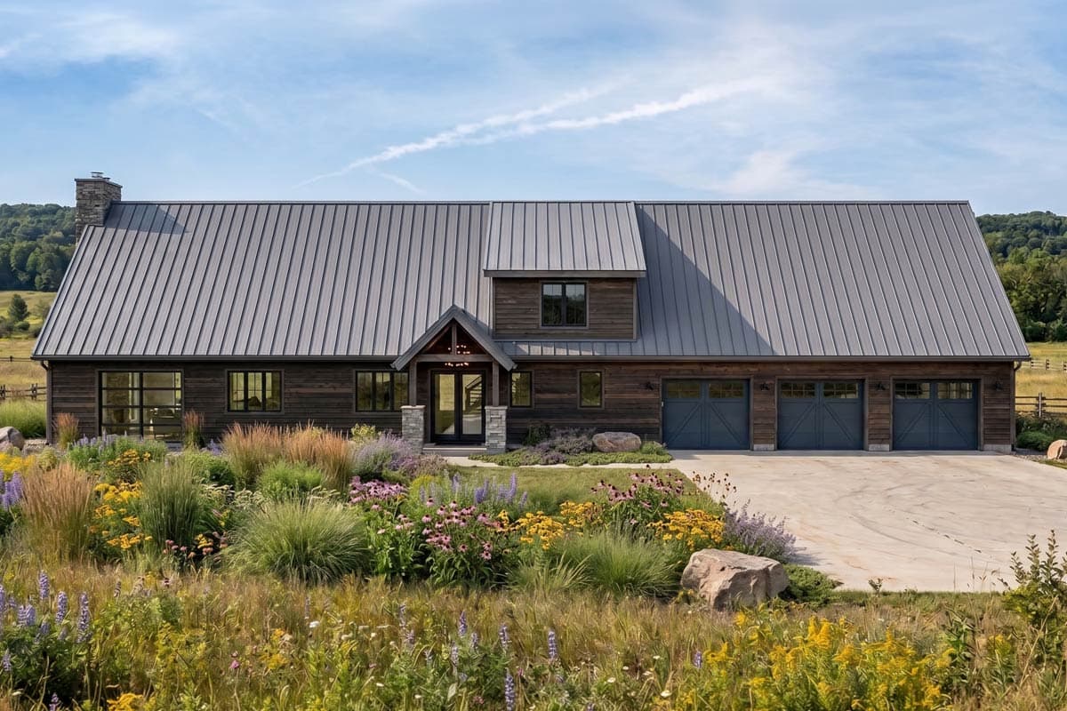 Plan image - 62384DJ:Rustic Barndominium-Style House Plan with Overhead Doors That Bring the Outside In