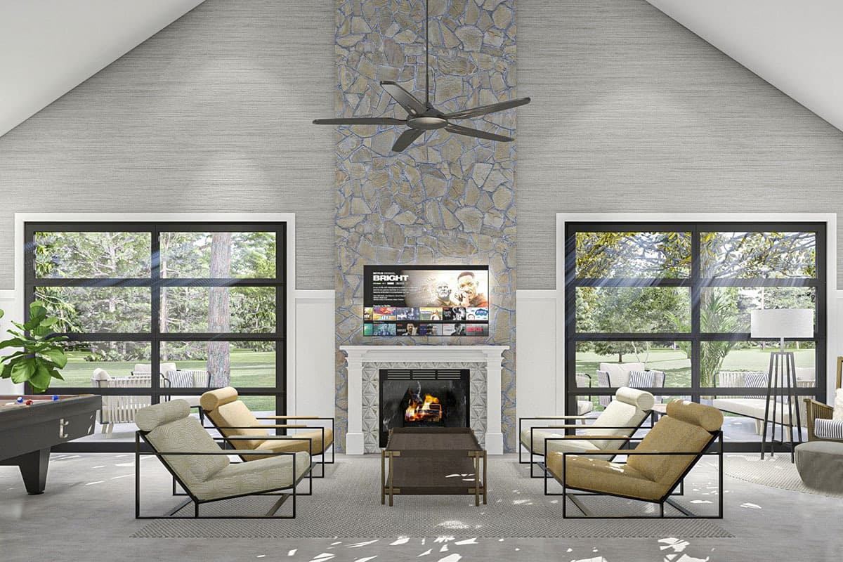 Plan 62384DJ: Rustic Barndominium-Style House Plan with Overhead Doors That Bring the Outside In - Image #7 - Barndominium, Country, Craftsman, Mountain, New American, Rustic, Traditional, Vacation