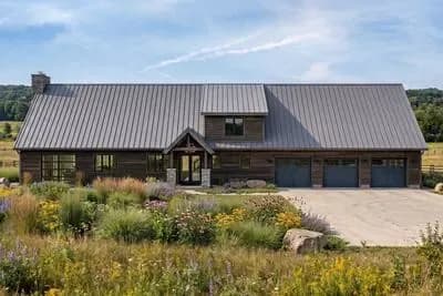 Rustic Barndominium-Style House Plan with Overhead Doors That Bring the Outside In