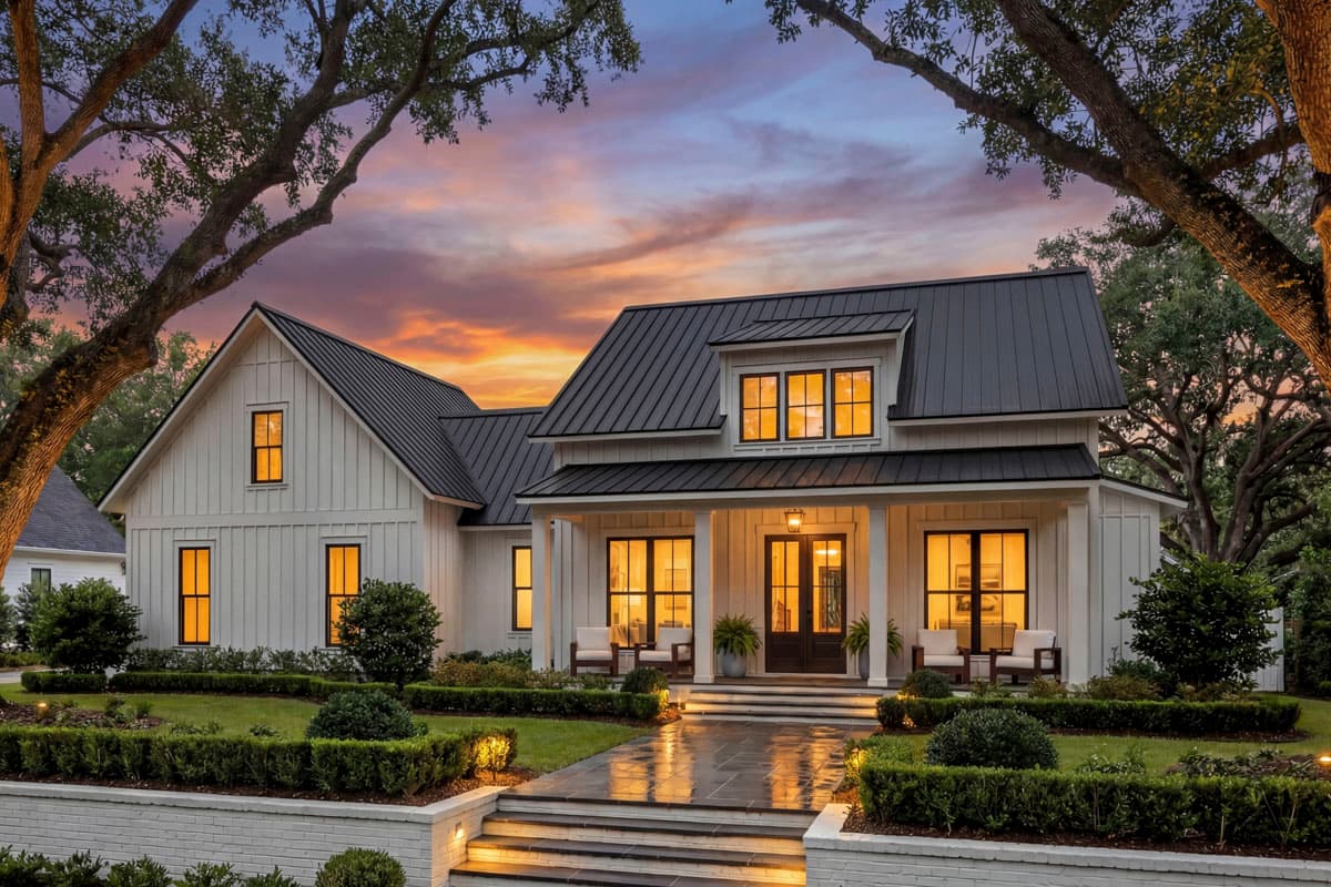 Plan 51865HZ: 2-Bedroom Modern Farmhouse Dream Home Plan with Bonus Over Garage - 1448 Sq Ft - Image #4 - Cottage, Country, Farmhouse, Modern Farmhouse, New American, Southern